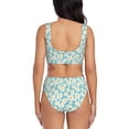 thumbnail image 3 of Wukai Daisy Floral A Women's Bikini Set Two Piece,wimsuit High Waisted V Neck Twist Front Adjustable Spaghetti Straps Bathing Suit-Small, 3 of 7