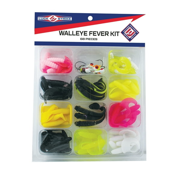 Luck E Strike Walleye Fever Kit, 68 Pieces, Assorted Colors