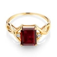 thumbnail image 2 of Gem Stone King 18K Yellow Gold Plated Silver Red Garnet and White Lab Grown Diamond Engagement Ring for Women (2.64 Cttw, Gemstone Birthstone, Size 9), 2 of 5