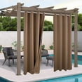 thumbnail image 6 of SHANNA 4 Panel Outdoor Curtains, Waterproof Windproof UV Protection Blackout Curtains with Eyelets, 3D Textured Pattern for Garden, Pergola, Balcony, Khaki, 4 Panel, 52 X 108 inch, 6 of 11