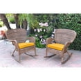 thumbnail image 3 of Jeco Set of 2 Windsor Honey Resin Wicker Rocker Chair with Steel Blue Cushions, 3 of 5