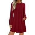 thumbnail image 2 of PRETTYGARDEN Fall Dresses for Women Long Sleeve Mini Short Flowy A Line Casual Holiday Party Tunic Dress Fashion Clothes, 2 of 5