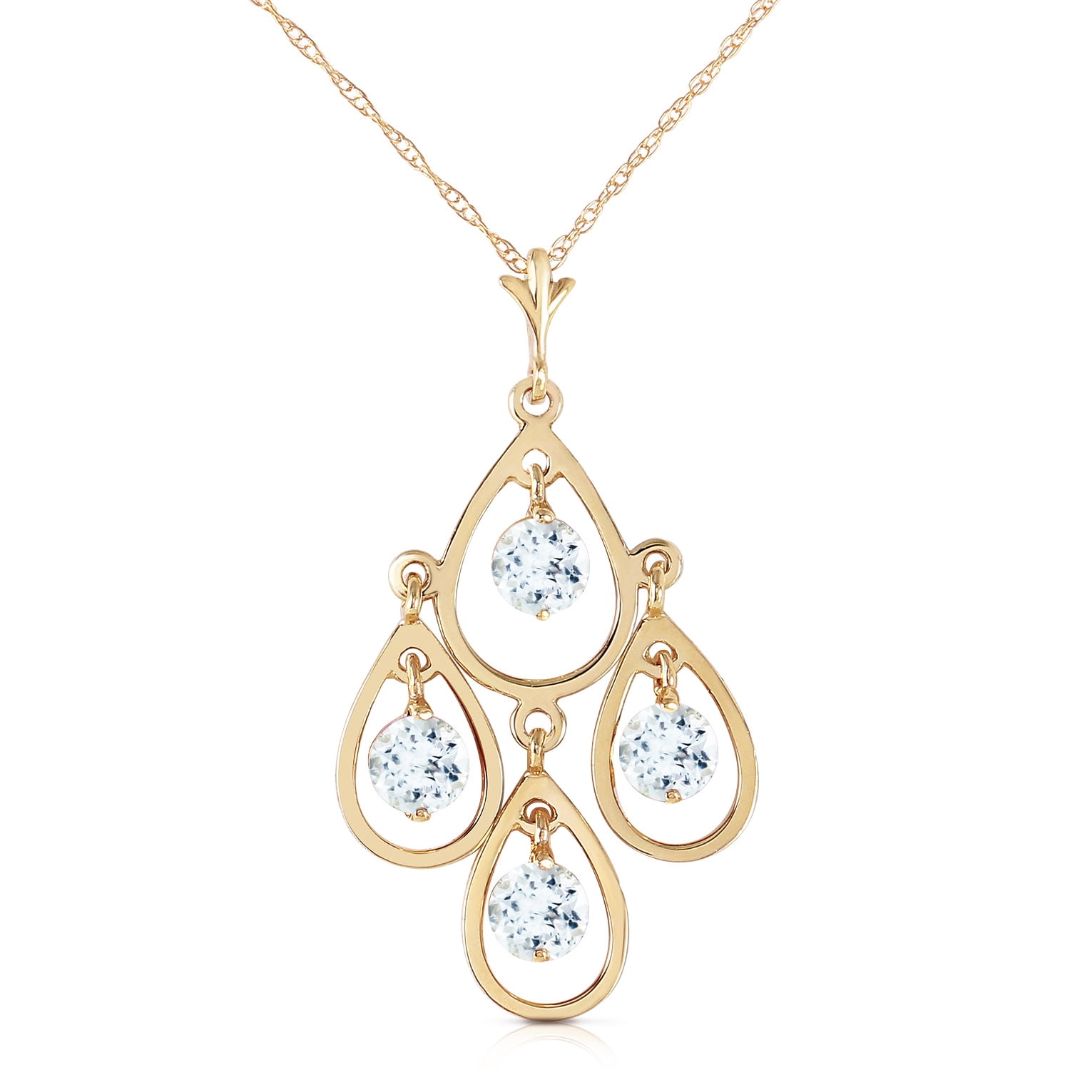 Galaxy Gold 14K Solid Gold Natural Aquamarine Necklace for Women - Yellow Gold Fine Jewelry