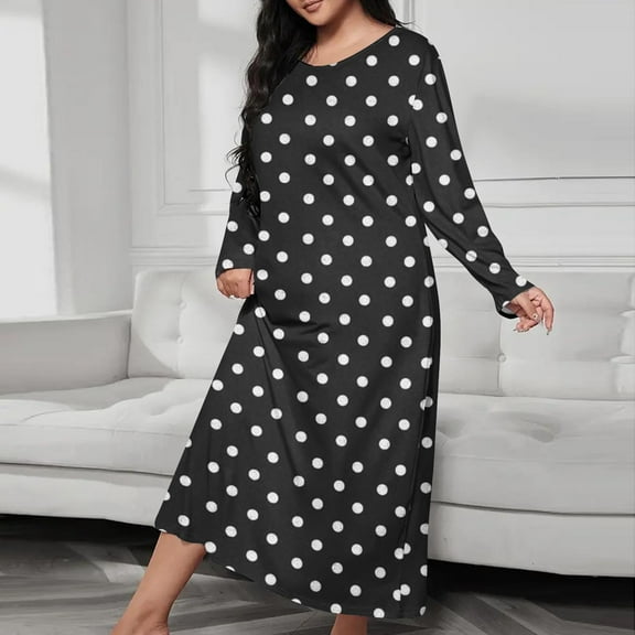 Miqool Nightgowns for Women Plus Size Pajamas Loose Comfy Long Sleeve Maxi Pajama Dress Novelty Graphic Sleepwear Night Gown