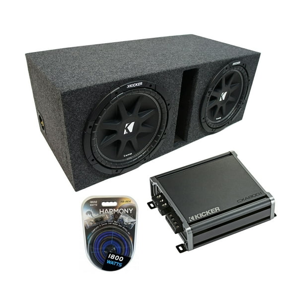 Universal Car Stereo Vented Port Dual 12" Kicker Comp C12 Sub Box & CXA800.1 Amp