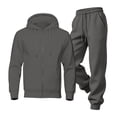 thumbnail image 6 of Hearthz Fleece Zip Up Men's Tracksuit 2 Piece Sweatsuit Set Oversized Hoodie Jacket Sweatsuits Pants Fall Winter Warm Athletic Sweatsuit for Men Dark Gray S, 6 of 8