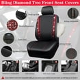 thumbnail image 6 of CAR GRAND Bling Car Seat Covers Front Pair, Shining Rhinestone Diamond Waterproof Faux Leather, Universal Fit Automotive Glitter Crystal Sparkle Strips for Cute Women Girl, red, 6 of 7