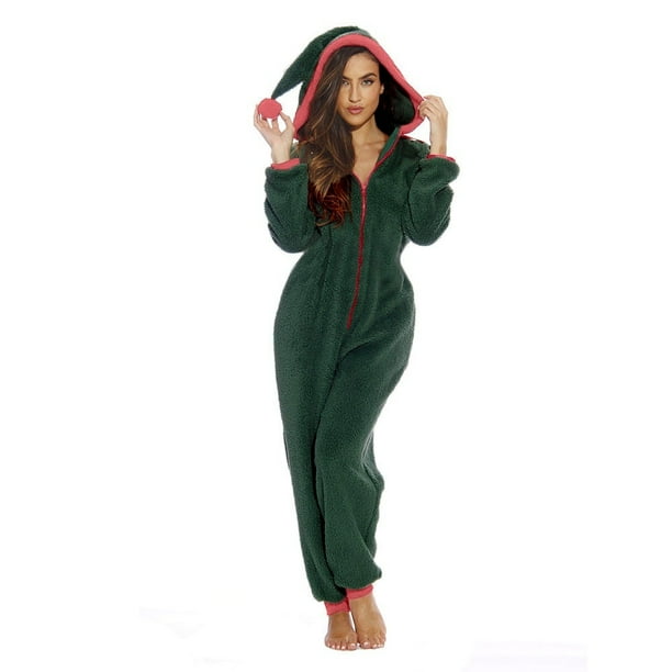 Honganda Women Christmas Pajamas Santa Sleepwear Xmas Hooded Nightwear Pyjamas Home Dress Pink