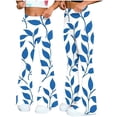 thumbnail image 2 of Rutainlusire Women's Trendy Comfy Leaf Print High Waisted Flared Wide Leg Pants Women's Fashion Casual Loose Unstructured Print Flare Pants For Sports Fitness Yoga Wide Leg Long Trousers, 2 of 5
