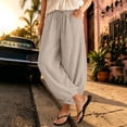 thumbnail image 2 of VBVC Women's Cotton Linen Harem Joggers Pants , Baggy Drawstring Boho Trousers For Women , Ladies' Summer Beach Pants with Pockets, S-2XL, 2 of 7