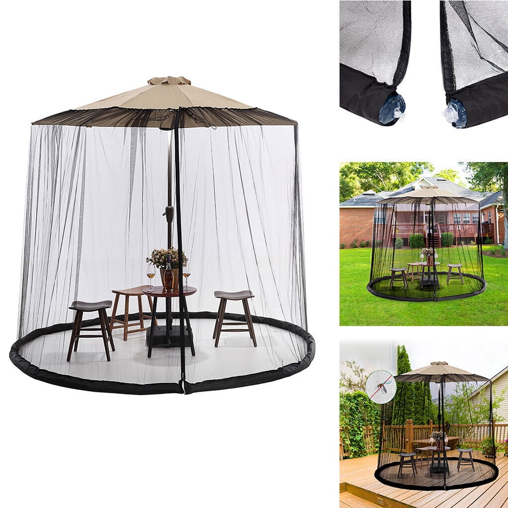 Umbrella Table Screen Cover Mosquito Netting with Zipper Outdoor Patio