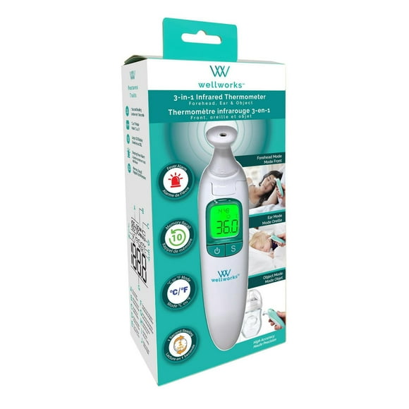 Wellworks™ Thermomètre infrarouge auriculaire et frontal