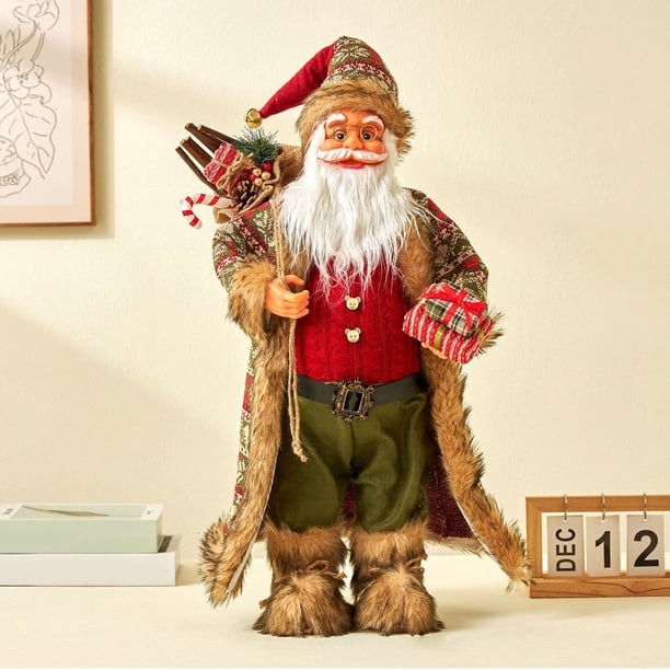 Adornos navideños, figuras de Papá Noel de 18 pulgadas, muñeco de Papá Noel de pie, estatua de Papá Noel para escaparate navideño, decoración de escritorio para el hogar, muñeco de peluche navideño.