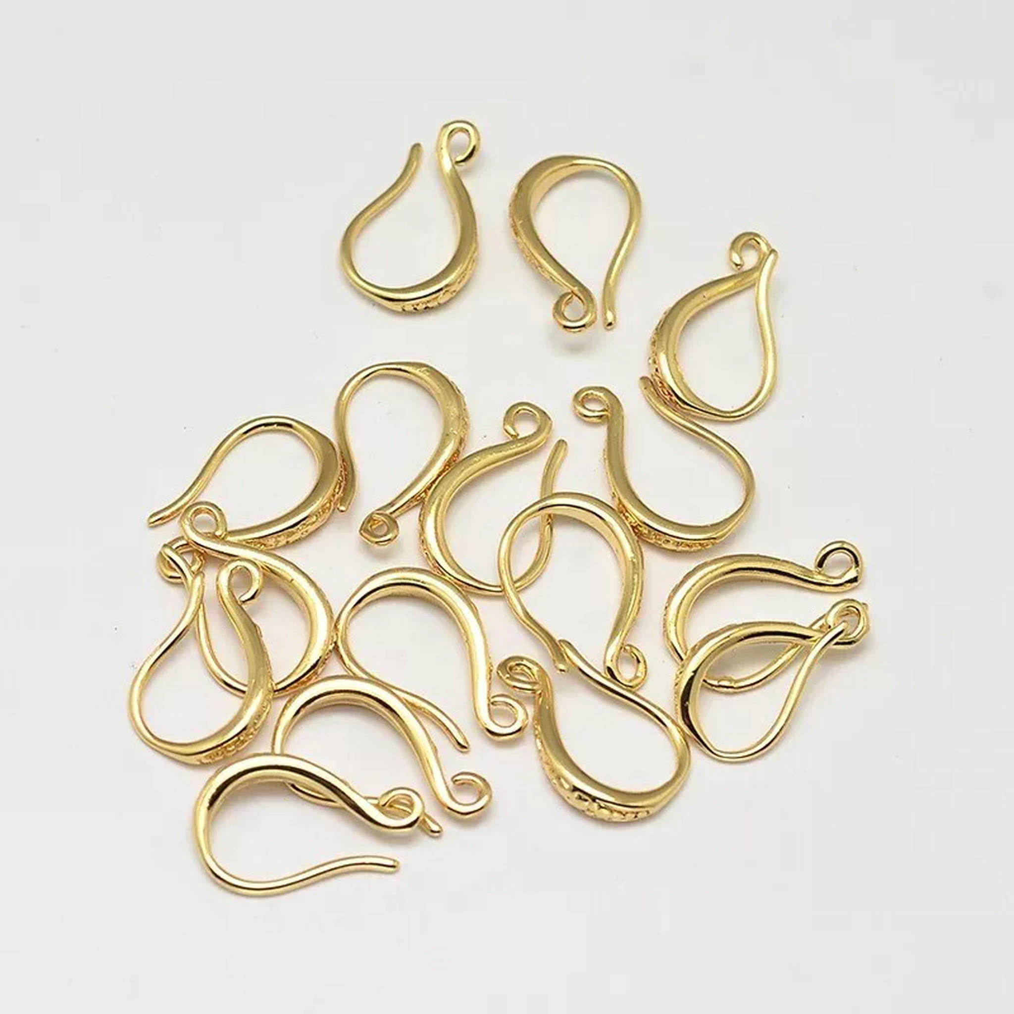 U8MO 50Pcs Ear Wire Brass Earring Hooks with Horizontal Loop Jewelry Finding 15x9x2mm