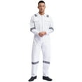 thumbnail image 5 of iiniim Men's Unisex 100% Cotton Work Overalls Reflective Strips Long Sleeve One Piece Jumpsuit White M/165, 5 of 7
