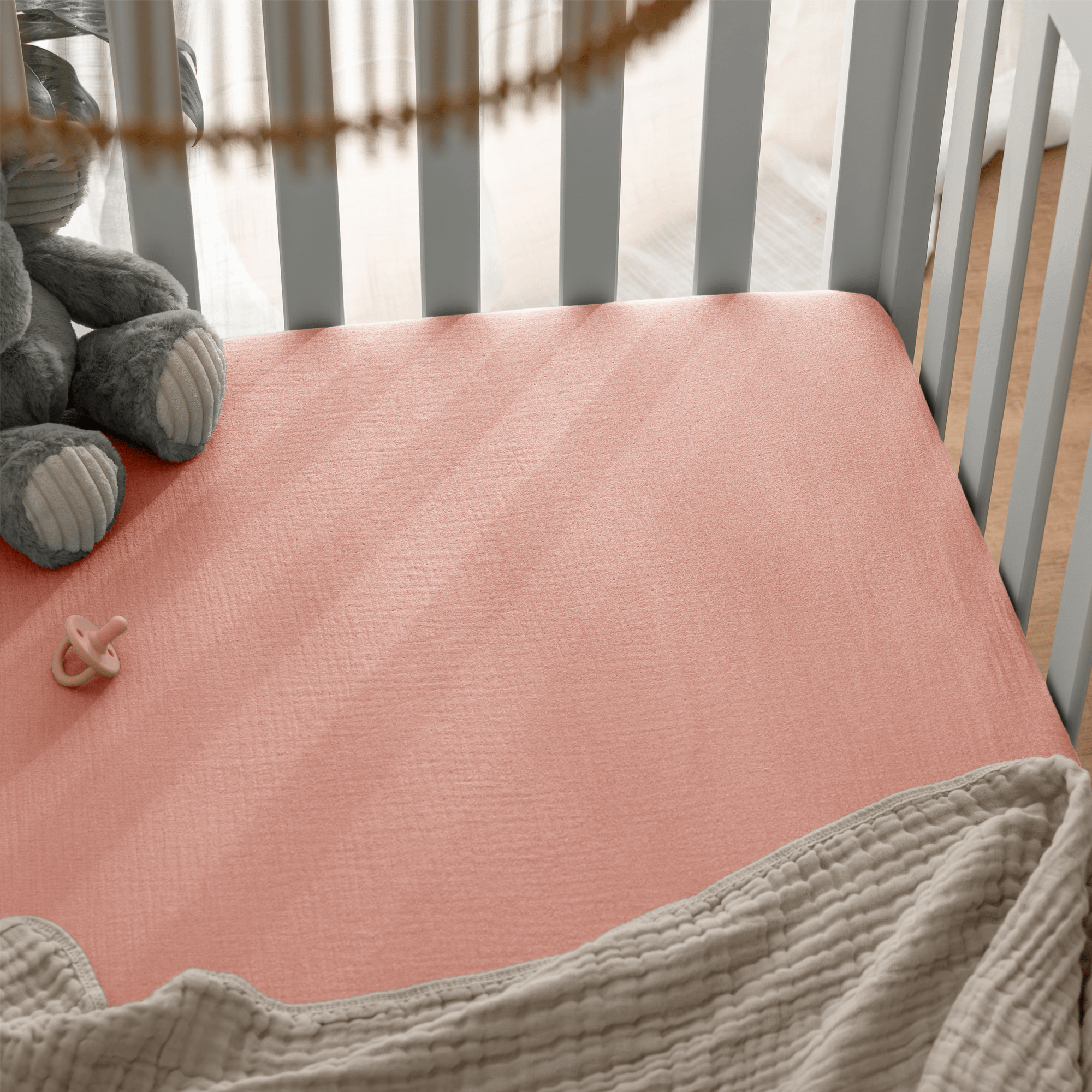 Comfy Cubs Muslin Crib Sheet, 100% Muslin Cotton Crib Sheets for Standard Crib Mattresses (Lace Pink)
