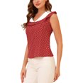 thumbnail image 4 of INSPIRE CHIC Women's Sleeveless Ruffle V Neck Casual Tank Tops Heart Printed Blouse Red S, 4 of 6