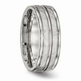 thumbnail image 4 of Stainless Steel Polished Hammered and Grooved 8.00mm Band Size: 9; for Adults and Teens; for Women and Men, 4 of 6
