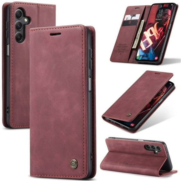 CaseMe Leather for Samsung Galaxy A15 4G/5G Case, Flip Wallet Leather Case with Card Holder Magnetic Closure Shockproof Kickstand Protective Phone Cases Cover for Samsung Galaxy A15 4G/5G 6.5-inch
