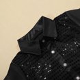 thumbnail image 6 of QWIED Boys Shirts Kids Carnival Sparkly Sequins Dance Long Sleeve Button Down Shirt for Jazz Dance Performance Size 3-4, 6 of 7