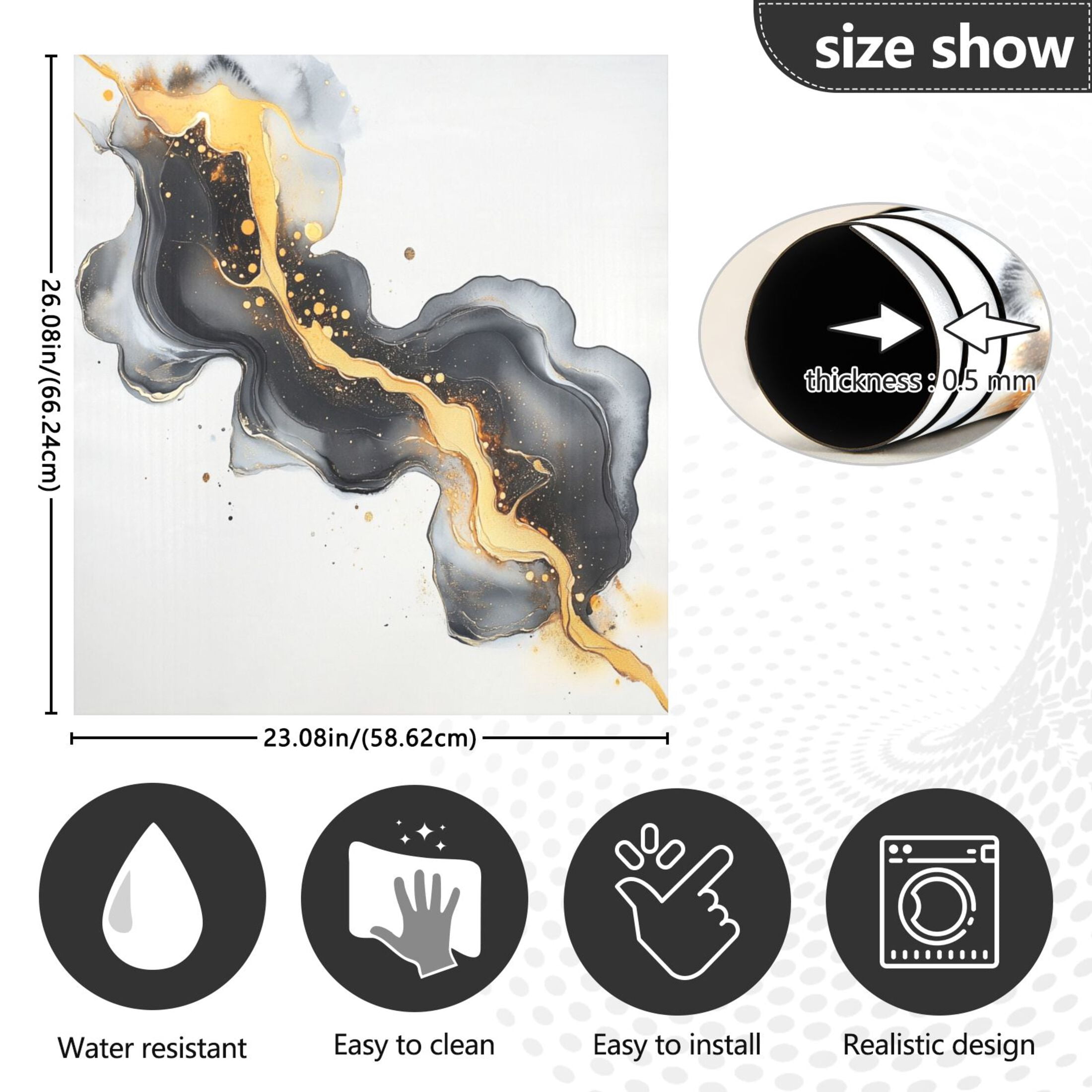 Dishwasher Magnetic Sticker 23x26 Inch Refrigerator Magnetic Sticker Washing Machine Magnetic Sticker Kitchen Panel Magnetic Sticker Home Decor Beautiful Marble Pattern