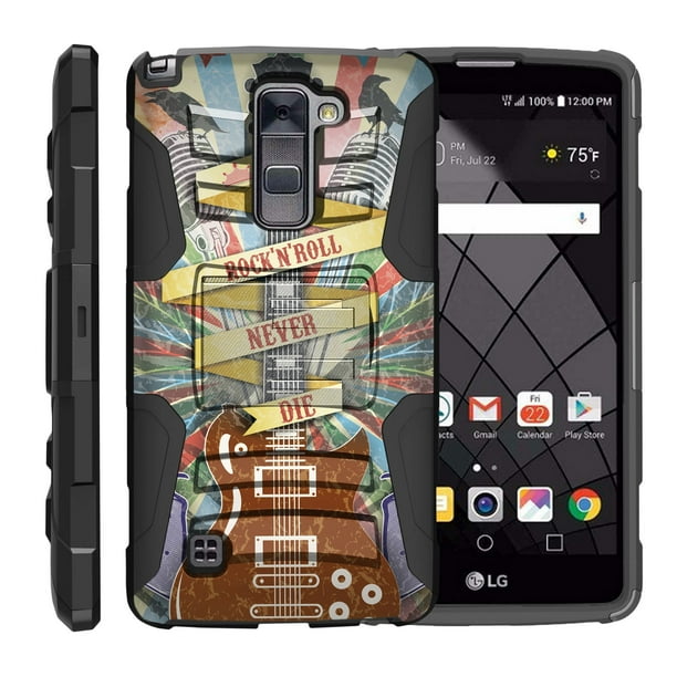 Turtlearmor A For Lg Stylus 2 Plus Lg Stylo 2 Plus Hyper Shock Hybrid Dual Layer Armor Holster Belt Clip Case Kickstand Rock N Roll Never Die Walmart Com Walmart Com
