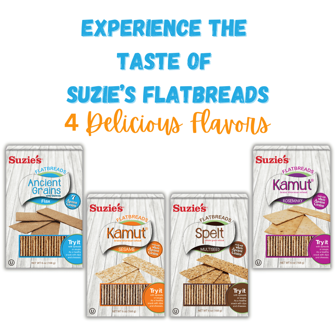 Suzie's 7 Ancient Grain Flatbread Crackers| Pack of 6 | Low-Fat & Vegan, Kosher, Whoelgrain | Healthy Snack Option | 4.6 oz each