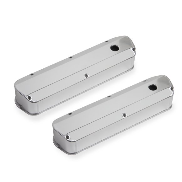 Mr. Gasket 6843GMRG Valve Cover For Use With Small Block Ford Engines; Stock Height; With Bolts; Without Breather; With Baffle; Anodized; Silver; Aluminum; Set of 2