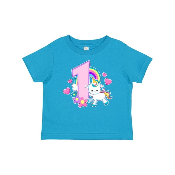 Inktastic I Am 1 Year Old with Unicorn and Hearts Girls Baby T-Shirt