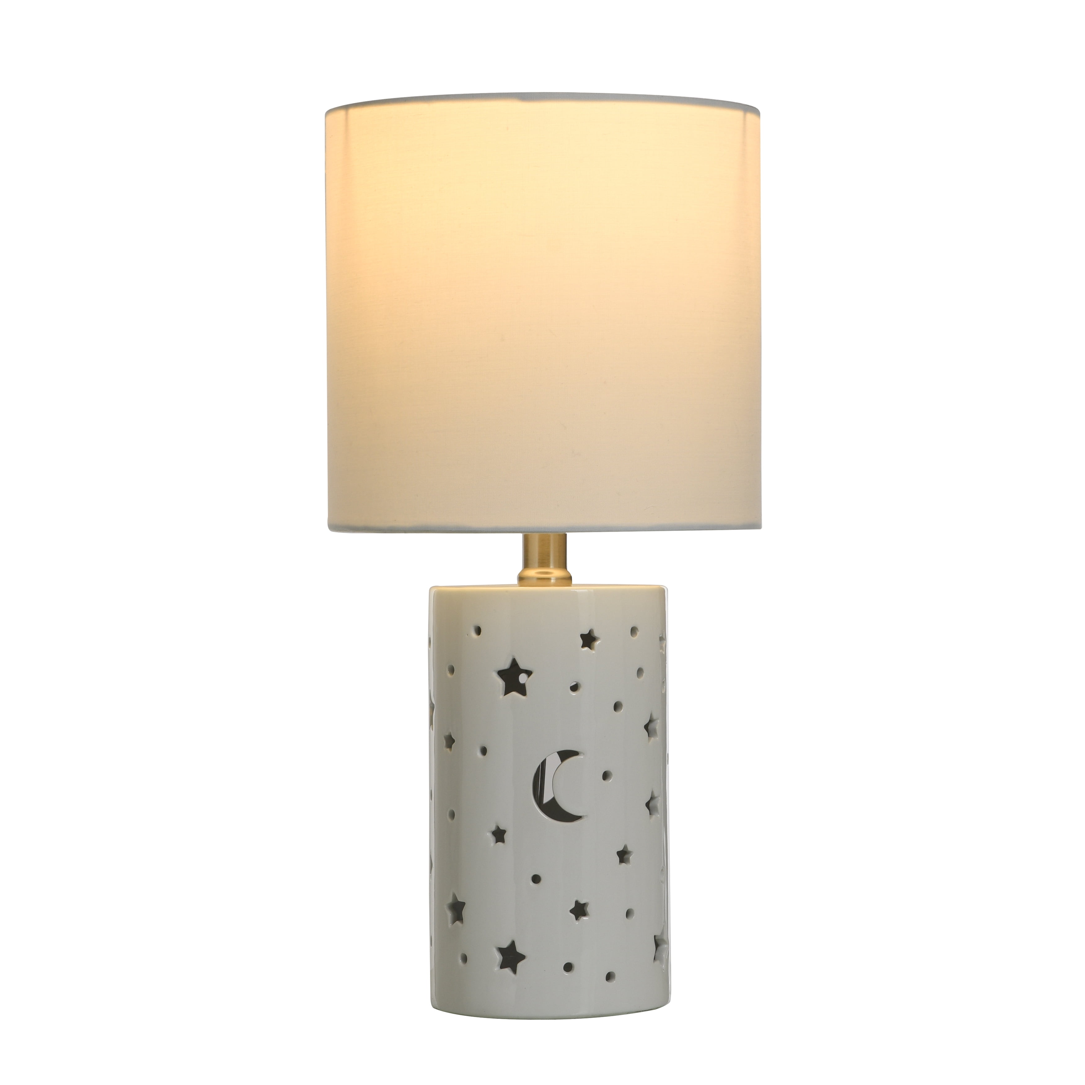 Your Zone Nightlight Table Lamp with White Shade, 8.5"L x 8.5"W x 17"H, Stars and Space-Themed Design