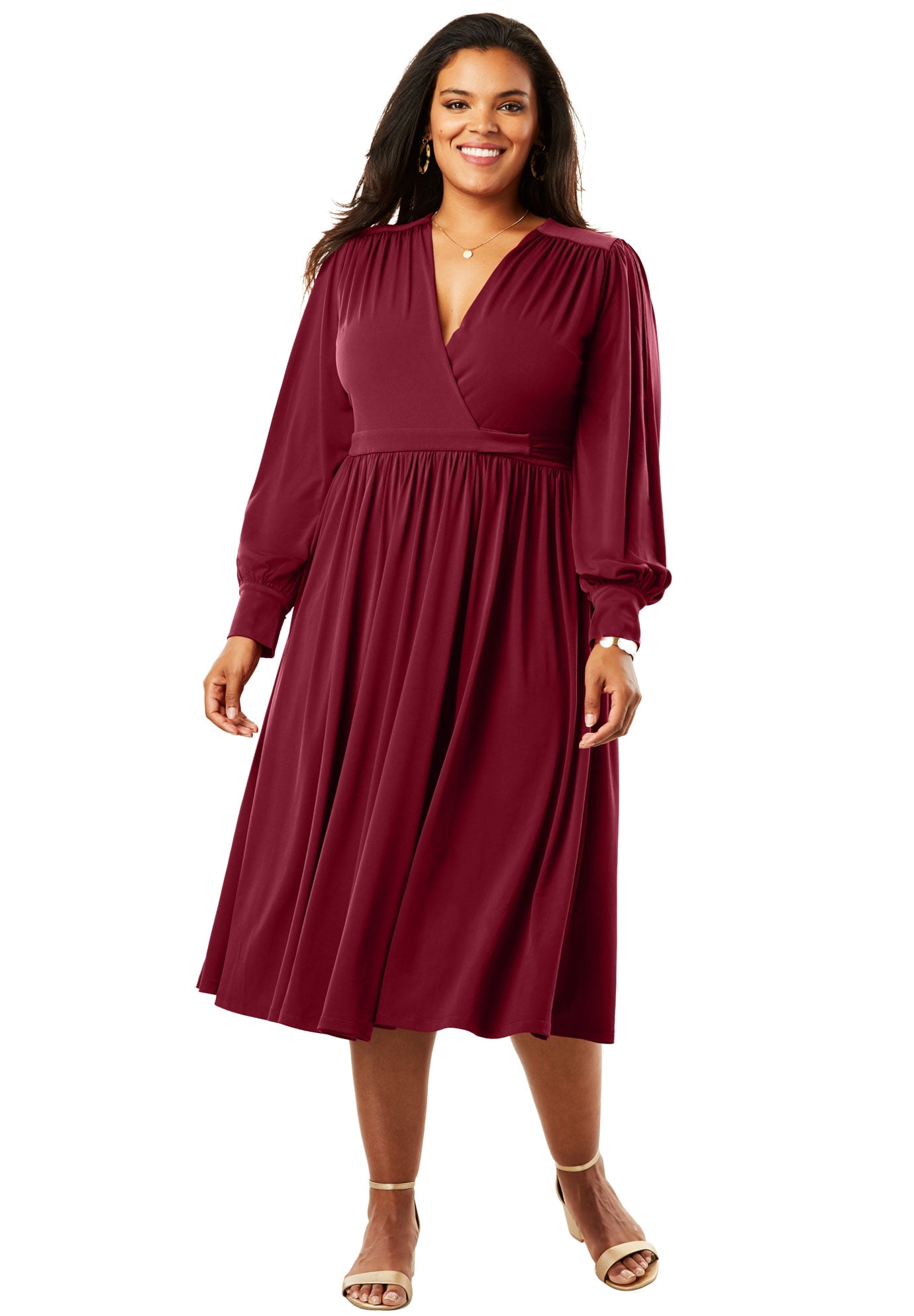 plus size balloon sleeve dress