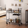 thumbnail image 1 of Garvee 2 Tier Rolling Wine Bar Cart for Home with Mirrored Shelves, Wine Racks, Glass Holder, Compact Design, and Ideal for Dining Room Living Room Party, 1 of 7