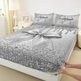 thumbnail image 3 of Manfei Sequin Print Bed Sheets Twin, Princess Fashion Bowknot Twin Sheet Sets, Grey Bedding Sets Twin Size, Super Cozy Room Decor, 3 Pieces, 3 of 7
