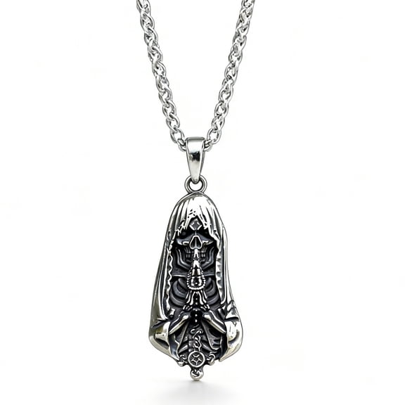ZMY Home Stainless Steel Necklace with Skull Pendant Wearing Monk Cloak - Unique Jewelry for Men and Women
