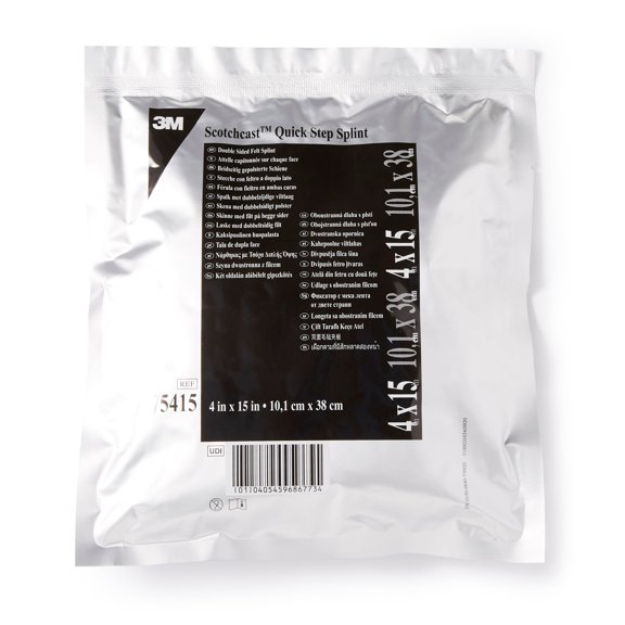3M Scotchcast Quick Step Double Sided Felt Padded Precut Splint 4 x 15" White 75415, 10 Ct