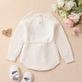 thumbnail image 3 of Douhoow 0-2 Years Baby Girl Knitted Romper Sweater Long Sleeve Knit Embroidery Floral Bodysuits Winter Warm Waffle Clothes, 3 of 9