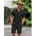thumbnail image 2 of COOFANDY Men Cuban Sets Outfits 2 Piece Short Sleeve Cuban Shirts Guayabera Linen Suit, 2 of 6