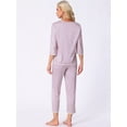 thumbnail image 3 of DARING DIVA Women's Floral Silky Long Sleeve Round Neck Pajamas Set S Purple, 3 of 6