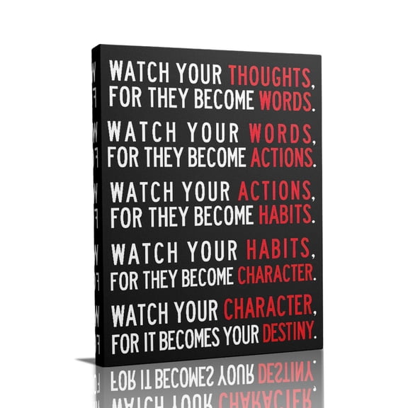 “Watch Your Thoughts” Inspirational Canvas Wall Art Ready to Hang for Living Room and Bedroom
