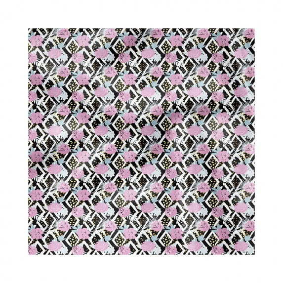 Botanical Decorative Satin Napkins Set of 4, Blossoming Motif with Contemporary Doodle Effects Grunge Groovy Garden Art, Square Fabric Party & Dinner Napkin, 12", Multicolor, by Ambesonne