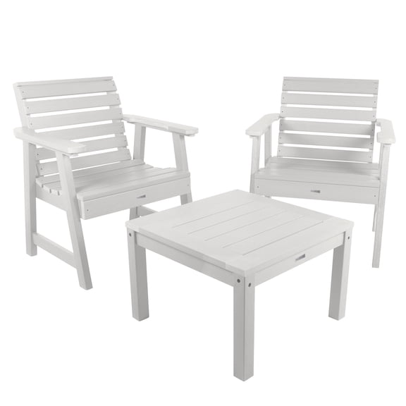 Highwood 3-pc Weatherly Garden Chair Set with 1 Square Side Table - Outdoor, Eco-friendly, Synthetic Wood