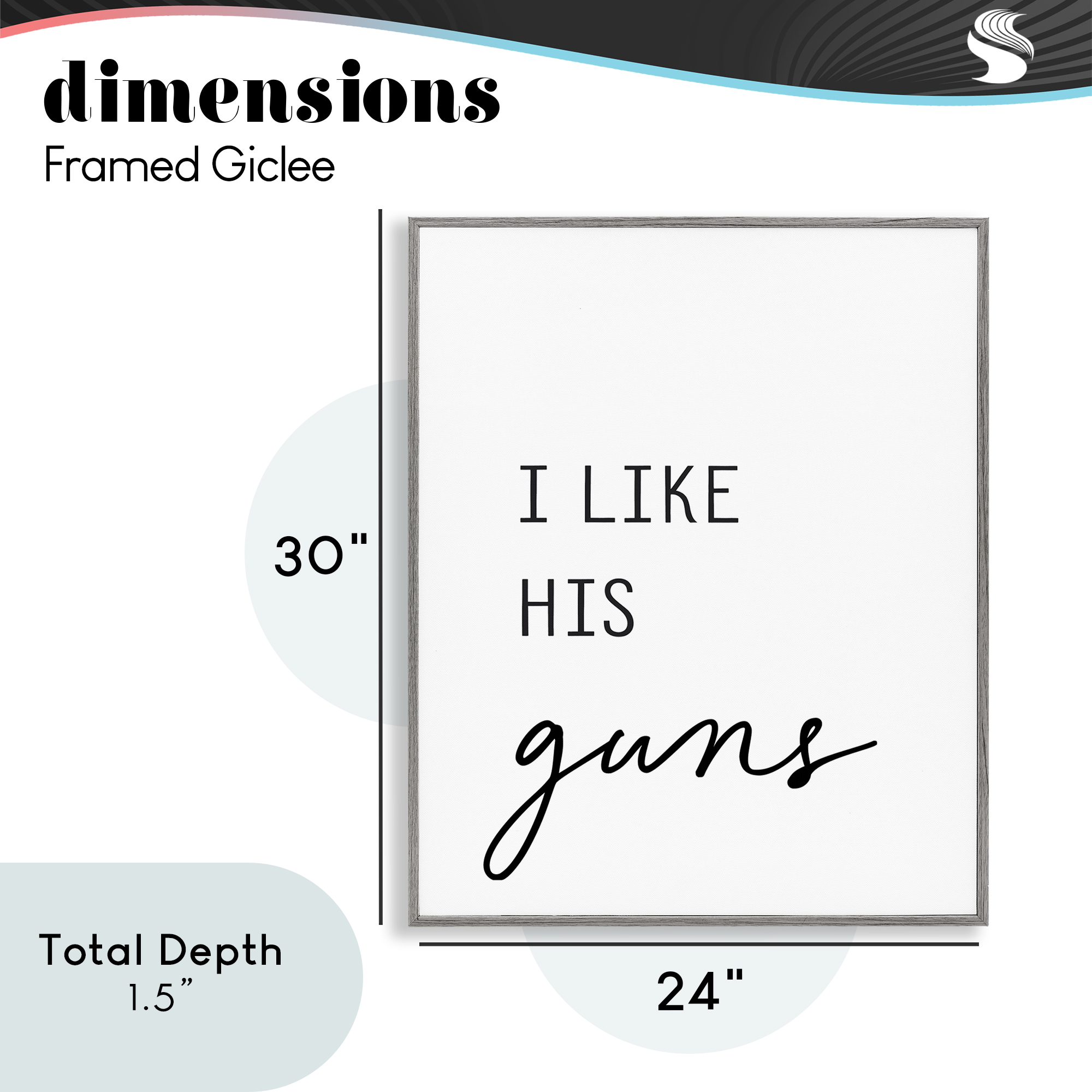 Like His Guns Gray Framed Giclee Art, design by Lettered and Lined
