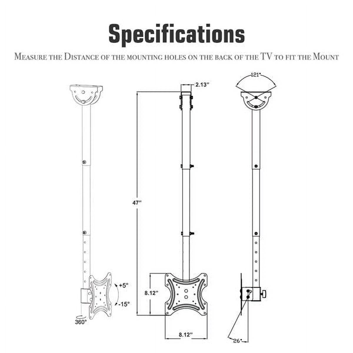 LEADZM 360° Swivel Ceiling TV Mount for 32-55" Screens - Adjustable Tilt, 55lbs Capacity, VESA 200x200