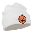 thumbnail image 5 of Halloween Happy Pumpkin Face Embroidered Long Beanie - White OSFM, 5 of 5