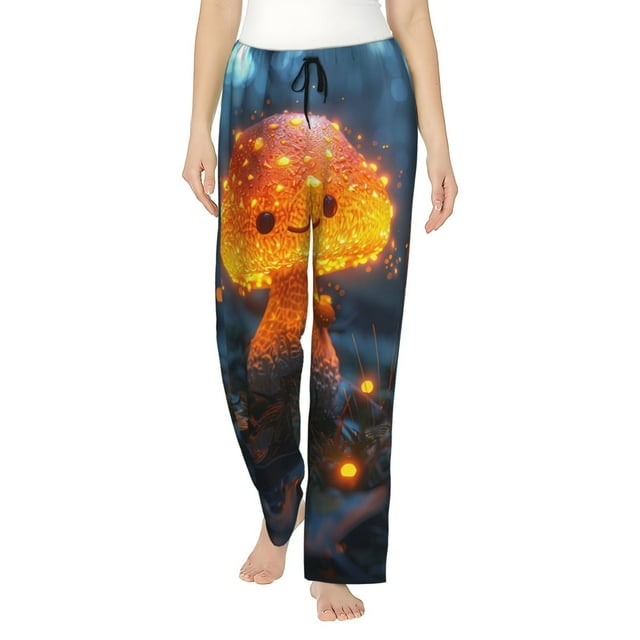 Balery Glowing Mushroom In Forest Pantalones de pijama para mujer, pijamas ultraligeros, pantalones de estar por casa-3X-Large