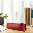 thumbnail image 4 of Leather Pencil Case | PU Material | Vintage Matte Finish | Large Capacity | Zippered Stationery Organizer | Portable | Business Office Supplies Holder | 8.07 x 1.57 x 2.36 in | Black Brown Red, 4 of 6