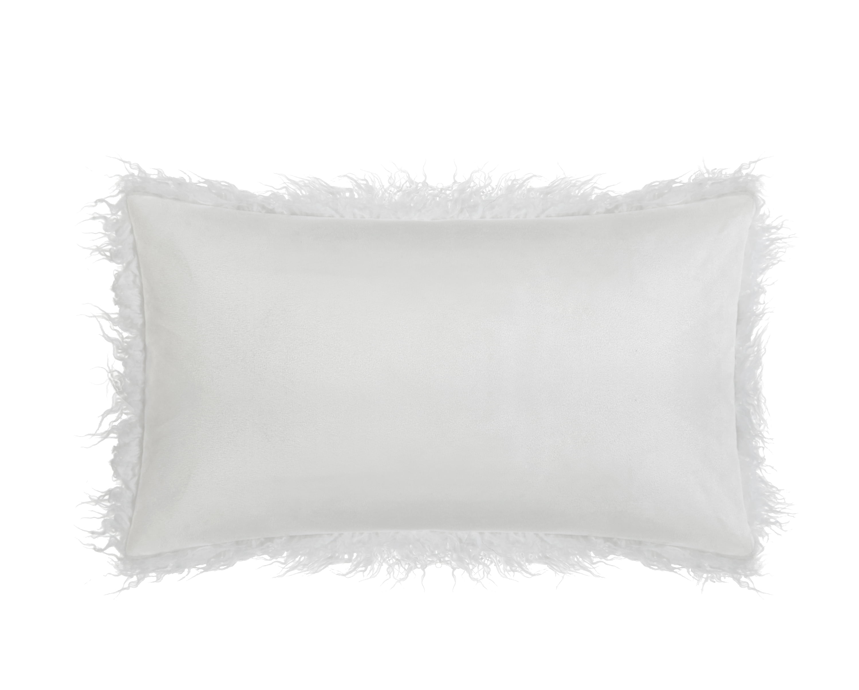 Better Homes & Gardens Mongolian Faux Fur Oblong Pillow, 12 x 21, White