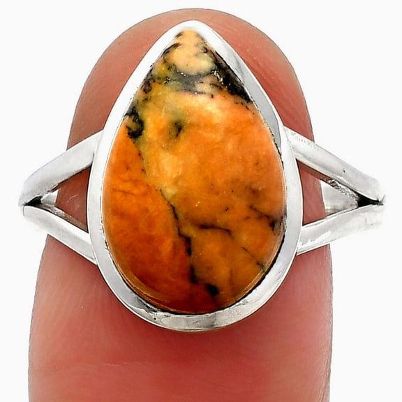Natural Honey Dendritic Opal 925 Sterling Silver Ring s.9.5 Jewelry R-1005 SDR230399