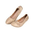 thumbnail image 3 of Gustave Women's Ballet Flats Shoes PU Leather Foldable Round Toe Slip On Flats Soft Comfortable Portable Travel Casual Dress Shoes, Gold, Size 6, 3 of 8