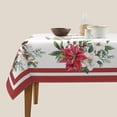 thumbnail image 4 of Poinsettia Christmas Round Tablecloth Square 60x60 Inch, White and Red Christmas Tablecloths Stain Resistance Polyester Winter Table Cloth for Holiday Parties Kitchen Dining Indoor Outdoor, 4 of 6